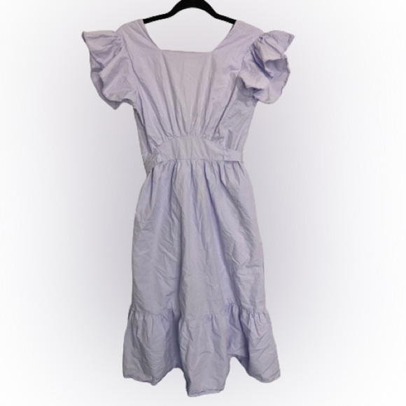 FARROW Beulah lavender ruffle midi dress open back size M